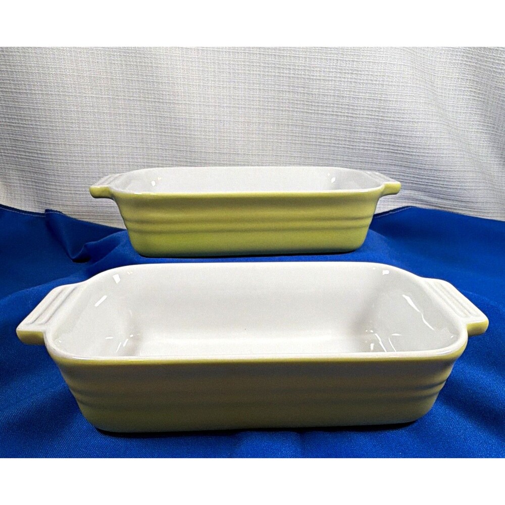 Housewares International Ceramic Rectangular Baking Dish Set 2pc Yellow/White